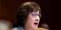 Sen. Susan Collins speaks during a hearing.