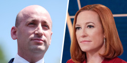 Side by side of Stephen Miller and Jen Psaki