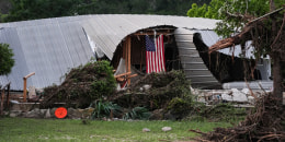 A damaged building outside