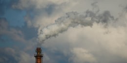 A smoke stack in Cleveland, Ohio, in 2022. 