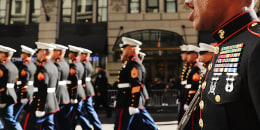 Members of the U.S. Marines march