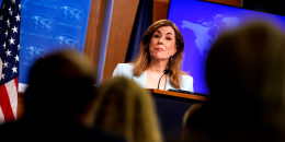 Tammy Bruce at a press conference