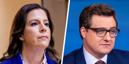 A split composite image of Elise Stefanik, left, and Chris Hayes