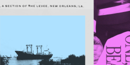 Photo collage depicting an archival image of a levee in New Orleans alongside text that reads "Beautiful Bill" 