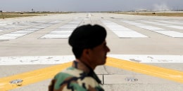 Runway is seen at Bagram U.S. air base, after American troops vacated it, in Parwan province