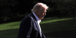 President Donald Trump arrives back at the White House on Sept. 26, 2025.