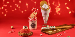 Universal Orlando's Red & White Nice Shake and Santa's Christmas Creme Puff.