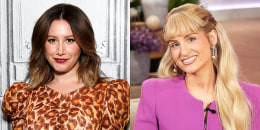 A split composite image of Ashley Tisdale, left, and Meghan Trainor.