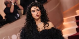 Odessa A'zion posing for her portrait to be taken at the Golden Globes.