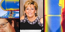 Photo illustration of Dee Warner, her husband, and the tank where she was found.