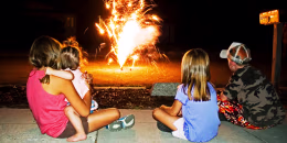 Kids Watching Fireworks at Home