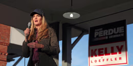 Republican Sen. Kelly Loeffler speaks to supporters during a rally in Cartersville, Ga., on Jan. 3, 2020.