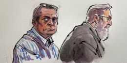 Image: Richard Allen, left, is seated next to one of his defense attorneys