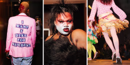 Split composite of fashion show details.