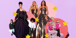 collage of rihanna, beyonce, and paris with their children