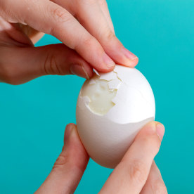 Peel hard boiled egg