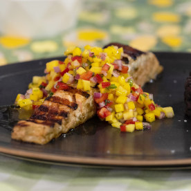 Mawa McQueen's Jerk Salmon with Mango Salsa