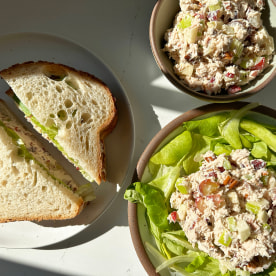 Rachel Mansfield makes turkey waldorf salad using Thanksgiving leftovers