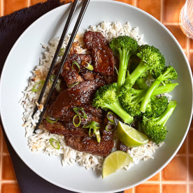 Sticky Ginger Teriyaki Beef with Coconut Rice