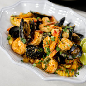 Richard Ingraham's Thai Red Curry Shimp & Mussels + Vegan Rocky Road Chocolate Chip Skillet Cookie