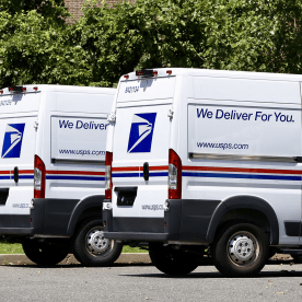 NEW YORK, USA - AUGUST 18: Vehicles of US Postal Service (USPS) is seen in New York, USA on August 18, 2020. While discussions about the "mail-in voting" will be carried on November 3rd, due to public health concerns over the coronavirus (Covid-19) pandemic, continue, the funds provided to the state-owned USPS has become a new topic. US President Donald Trump has long claimed that mail-in ballots will lead to fraud and compromise the integrity and transparency of the election.  (Photo by Lokman Vural Elibol/Anadolu Agency via Getty Images)