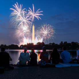 WASHINGTON, DC - JULY 04: Fireworks light up the sky above the