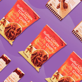 Photo illustration: Collage of some of the Trader Joe's Customer Choice Awards winners on a purple background.