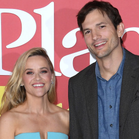 Reese Witherspoon and Ashton Kutcher at the "Your Place or Mine" premiere at Regency Village Theatre on Feb. 2, 2023 in Los Angeles, California.