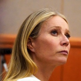 Gwyneth Paltrow sits in court, on March 22, 2023, in Park City, Utah where she is accused of injuring another skier, leaving him with a concussion and four broken ribs.