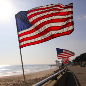 U.S. Flags on the Beach