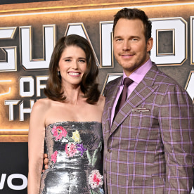 Katherine Schwarzenegger and Chris Pratt attend the World Premiere of Marvel Studios' "Guardians of the Galaxy Vol. 3" on April 27, 2023 in Hollywood, California.