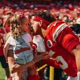 Patrick Mahomes of the Kansas City Chiefs wife, Brittney Mahomes and their children, Sterling and Bronze.