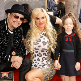 Ice-T with Coco Austin and daughter Chanel at his 2023 Hollywood Walk of Fame ceremony.