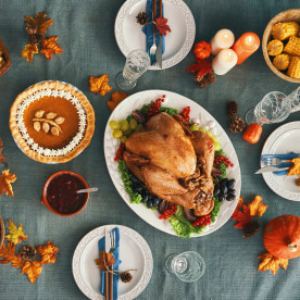 Thanksgiving Party Table Setting Traditional Holiday Stuffed Turkey Dinner