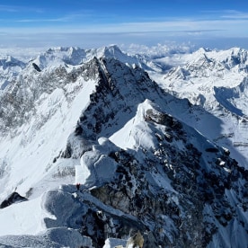 Himlayan range as seen from the summit of Mount Everest (8,848.86-metre), in Nepal.