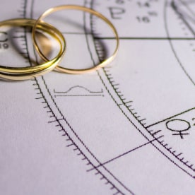 Astrology chart with wedding rings