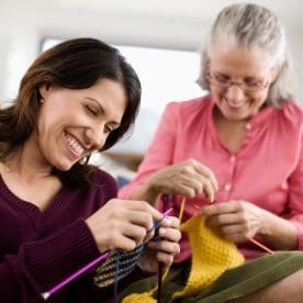 mom and daughter knitting