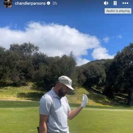 Travis Kelce showing off his moves on the golf course.