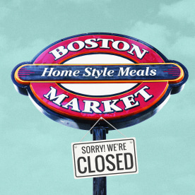 photo collage of boston market sign with a "closed" sign pin to it