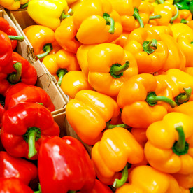 Bell Peppers on Display at Supermarket