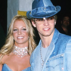 Britney Spears and Justin Timberlake in all denim.