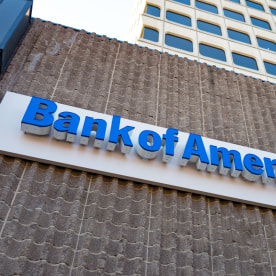 Signage for Bank of America.
