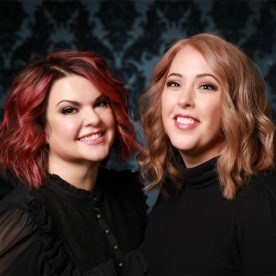 Christina Hobbs (left) and Lauren Billings (right) of Christina Lauren / Cover of "The Paradise Problem"