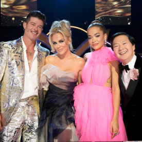 Robin Thicke, Jenny McCarthy-Wahlberg, Rita Ora and Ken Jeong in "The Masked Singer" season finale episode airing Wednesday, May  22.