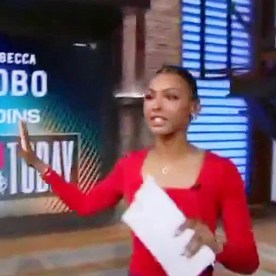 Reporter during earthquake