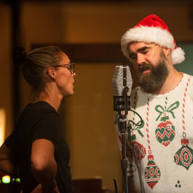 Jason and Kylie Kelce singing their duet on "Loud Little Town."