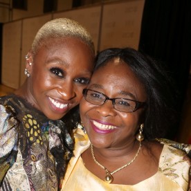 Cynthia Erivo smiles for a picture with her mom.