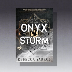 rebecca Yarros and her book, Onyx Storm