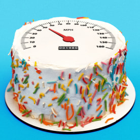 Cake with a speedometer on top