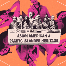Asian Americans and pacific islanders holding a sign